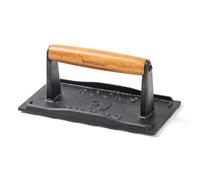 8"X4" Bacon Press, Heavy Duty Cast Iron Grill Press, 2.4 lbs Rectangle Smash Burger Press with Wood Handle & Raised Edge, Food-Grade Griddle Press for Hamburger Bacon Steak Sandwiches and Panini