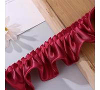 8 Yards 3D Satin Ruffle Trim Fabric Trims, 2-Layers Pleated Trimming Chiffon Fabric Ribbons for Sewing Making Crafts Dress Curtain Wedding Costume Pillowcase Supply (Wine red)