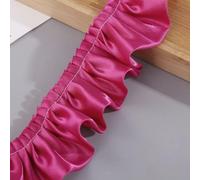 8 Yards 3D Satin Ruffle Trim Fabric Trims, 2-Layers Pleated Trimming Chiffon Fabric Ribbons for Sewing Making Crafts Dress Curtain Wedding Costume Pillowcase Supply (Rose red)