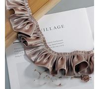 8 Yards 3D Satin Ruffle Trim Fabric Trims, 2-Layers Pleated Trimming Chiffon Fabric Ribbons for Sewing Making Crafts Dress Curtain Wedding Costume Pillowcase Supply (Light Coffee)