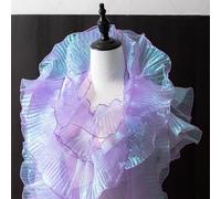 8 Yards Ruffle Trim Tulle, Pleated Lace Trim, Organza Ruffled Fabric 4.72 Inch Width for Dress Collars Sleeves Decoration Throw Pillow Decor DIY Sewing (Ice Purple)