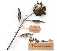 8 Year Anniversary Bronze Gift for Her - Metal Rose Gifts 8th Wedding Anniversary 19th 19 Year for Him Wife Husband Couples, Everlasting Rose Handcrafted Flower Stained Eternal Artwork Home Decor