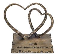 8 Year Anniversary Bronze Gifts for Him Her, 8th Wedding Anniversary Metal Two Hearts Sculpture Home Decor, Romantic Bronze Keepsake for Wife Husband Couple, Includes Greeting Card & Gift Box