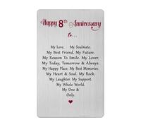 8 Year Anniversary Card for Men Women Him Her- Romantic 8th Wedding Anniversary Keepsake Gift for Husband Wife
