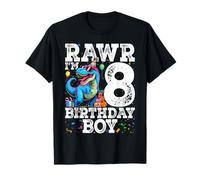 8 Year Old 8th Birthday Boy T Rex Dinosaur T-Shirt