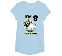 8 Year Old Birthday Party I'm 8 This is How I Roll Bowling T-Shirt, Girls, Baby Blue, Medium
