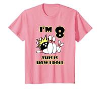 8 Year Old Birthday Party I'm 8 This is How I Roll Bowling T-Shirt, Youth, Pink, X-Small