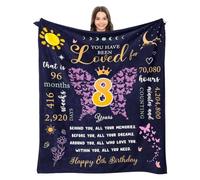 8 Year Old Girl Birthday Gifts Blanket, Birthday Gifts for Girls Turning 8 Unique, Personalised Birthday Flanell Blanket Gifts for Girls, Daughter, Best Friends, Bestie, Sister, Niece