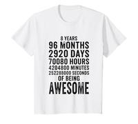 8 Years 96 Months 252288000 Seconds of Being Awesome T-Shirt