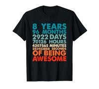 8 Years 96 Months of Being Awesome 8th Birthday Boys Kids Value Graphic T-Shirt, Men, Black, L