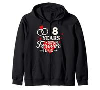 8 Years Down Forever to Go Shirt Romantic Anniversary Zip Hoodie
