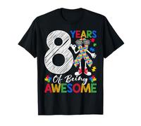 8 Years of Being Awesome 8th Birthday Autism Awareness Kids T-Shirt