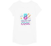 8 Years of Cool: Retro Gaming Birthday Celebration T-Shirt, Girls, White, Large