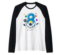 8 Years Old Astronaut 8th Birthday Space Rocket Boy Raglan Baseball Tee