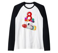 8 Years Old Astronaut 8th Birthday Space Rocket Boy Raglan Baseball Tee
