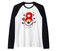 8 Years Old Astronaut 8th Birthday Space Rocket Boy Raglan Baseball Tee