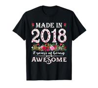 8 Years Old Made in 2018 Floral 8th Birthday Decorations T-Shirt