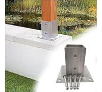 80 100 130 Mm Height Stainless Post Anchor Base Plates For Concrete Wood Fence Posts, Square Support Post Holder Sleeve, Silver Column Bracket Foundation(D 110 MM H 80 MM)