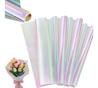 80 * 1500cm Cellophane Wrap Paper, Flower Iridescent Film Paper, Waterproof Florist Wrapping Cellophane, 1 Roll Bouquet Rainbow Glossy DIY Packaging Paper for Hampers Flowers Candy Gift