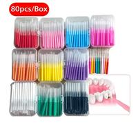 80/160 Pcs/Box I-type push pull interdental brush 0.6-1.5Mm Cleaning Between Teeth Oral Care Orthodontic I Shape Tooth Floss 80Pcs 2 Box mixed