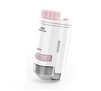 80-200X Electric Mini Microscope with Base Pocket 12PCS Specimen Slides Outdoor Children for Kids Students(Pink microscope A)