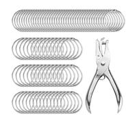 80 25Mm Loose Leaf Rings and 1 Piece Hole Punch, Book Ring, Book Jacket, Book Binding, Notebook Loose Leaf Fixing, Metal Ring, Curtain Ring.