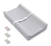 80 * 40 * 10CM Deluxe Anti-Roll Wedge Nappy Baby Changing Mat with Wipe-Clean PU Cover, Curved Sides and Raised Edge,Adjustable Safety Belt, Non-Slip, from Birth Upwards (Grey)