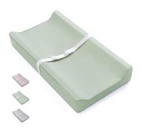 80 * 40 * 10CM Deluxe Anti-Roll Wedge Nappy Baby Changing Mat with Wipe-Clean PU Cover, Curved Sides and Raised Edge,Adjustable Safety Belt, Non-Slip, from Birth Upwards (Green)