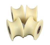 (80-43-12) Pack of 4 x 80 mm Diameter Machined Nylon Pulley Wheels Various Groove Sizes Made in the EU (43 mm Groove-12 mm Bearing)