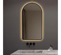 80/90cm LED Bathroom Mirror with Touch Switch, Anti-Fog, 130cm Black Arch Mirror, Adjustable 3 Light Colors (51"x28") - Perfect for Modern Home Decor