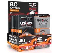 80 Batteries for Hearing Aid Size 13 (Orange) PR48 Zinc-Air with Sound Fusion Technology - 80 Batteries: 40 Rayovac + 40 Udivita