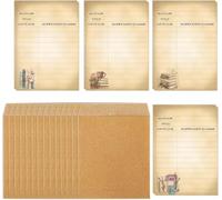 80 Brown Self-Adhesive Library Card Pockets with Kraft Envelopes (Book) | Kraft Paper, Self-Adhesive Library Pockets For Classroom Organization, Book Checkout, Bulletin Board Storage, CD/DVD Holders