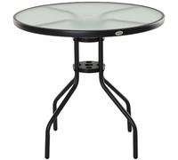 80 cm Round Garden Dining Table with Parasol Hole 4 Outdoor Coffee Bistro Black