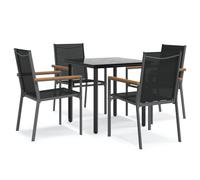 vidaXL 5 Piece Garden Dining Set Black Textilene and Steel, Black
