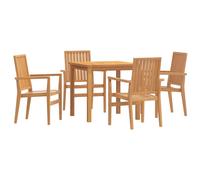 vidaXL 5 Piece Garden Dining Set Solid Wood Teak