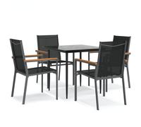 (80 cm table length/ 4 piece) vidaXL Garden Dining Set Table and Chairs 7 Piece Black Textilene and Steel