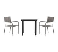 (80 cm table length) vidaXL Garden Dining Set Table and Chair Grey and Black Poly Rattan and Steel