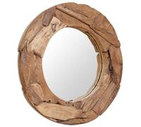 (80 cm) vidaXL Decorative Mirror Round Bathroom Wall Mirror Makeup Mirror Glass Teak