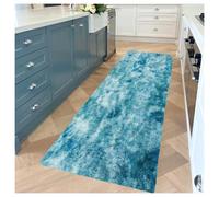 (80 CM x 150 CM- Large Floor Mat/Kitchen Runner Carpet Rug, Tie Dye Teal) Shaggy Large Rugs Non Slip Bedroom Living Room Carpet Hallway Runner Rug