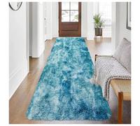 (80 cm x 300 cm (2ft 6" x 10ft)-Large Runner, Tye Dye Teal) Non Slip Shaggy Large Rugs Living Room Bedroom Carpets Area Rug