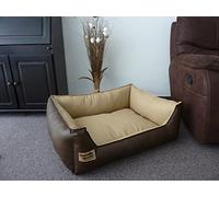 80 cm X 60 cm dog bed Similpelle artificial leather brown/beige