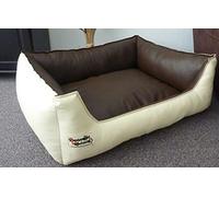 80 cm X 60 cm dog bed Similpelle artificial leather cream/brown