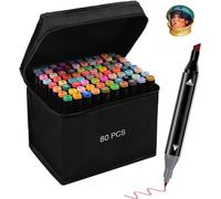 80 Colors Dual Tip Art Markers, Marker Pens for Adult Coloring Painting Supplies Perfect for Painting, Coloring, Sketching and Drawing