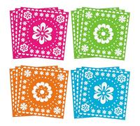 80 Count Mexican Fiesta Paper Napkins, 4 Bright Floral Designs Disposable Cocktail Napkins for Cinco de Mayo, Day of the Dead, Fiesta Wedding, Birthday Party, Taco Night, Summer BBQ Table Decorations