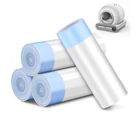 80 Count Waste Bags for Self Cleaning Cat Litter Box, 17.8 x 17.8 inches Replacement Extra Large Liners, 4 Rolls of Drawstring Trash Bags for Robot Automatic Litter Boxs (80 Counts/4 Rolls)