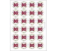 80 Eighty Eightieth 80th Birthday Like Fine Wine Only Getting Better Circular Matt Paper Stickers A4 Sheet of 24 (Each Sticker is 45mm Diameter)