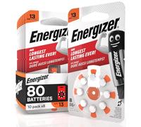 80 Energizer Hearing Aid Batteries Size 13 Orange Mercury-Free - 10 Packs of 8 Batteries