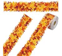80 Ft Fall Leaves Bulletin Board Borders Maple Leaves Border Trim Rolled Autumn Leaf Bulletin Board Decorations Fall Die-Cut Classroom Borders for School Classroom Office Chalkboard Wall Decor
