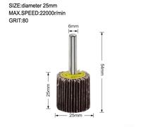 80 Grit Emery Cloth Sanding Flap Wheel Disc for Angle Grinder & Electric Drill, 16-80 mm Diameter × 25 mm Height, 6 mm Shank Grinding and Polis(25mm)