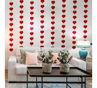 80 Hanging Hearts Christmas Decorations, Red Felt String Valentines Day Hearts 180 x 10cm